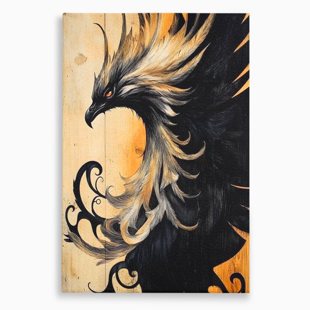 Tablou canvas cu tablou canvas cu pasare mitologica phoenix, fara rama, pe sasiu de lemn